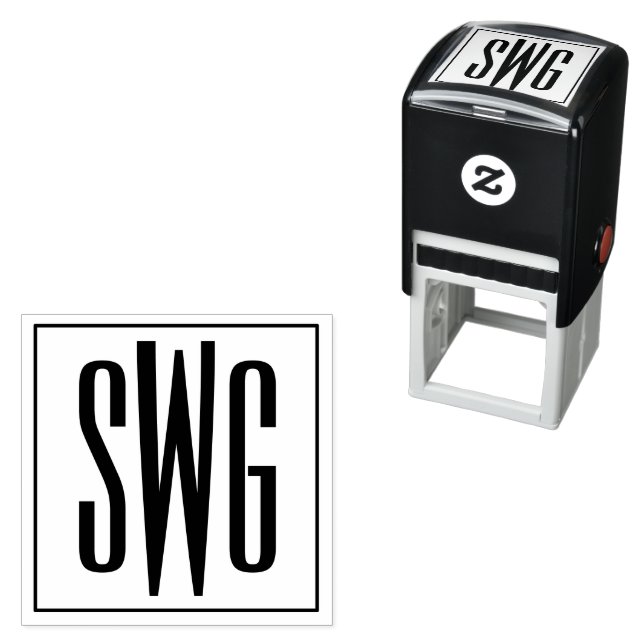 Einfache Elegant 3 Initial Letter Monogram #8BStSQ Permastempel (Beispiel)