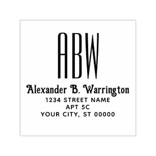Einfache Elegant-3-Initial-Monogram-Name-Adresse Permastempel