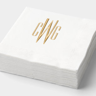 Einfache Elegant 3 Initialbuchstaben Monogram #4 Servietten Mit Folie
