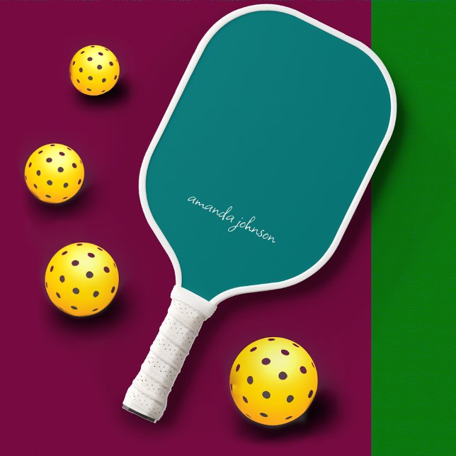 Einfache Elegant Aquamarin Blue Monogram Pickleball Schläger (Von Creator hochgeladen)