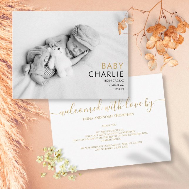 Einfache Elegant Baby Foto Geburtserklärung Postkarte (Von Creator hochgeladen)