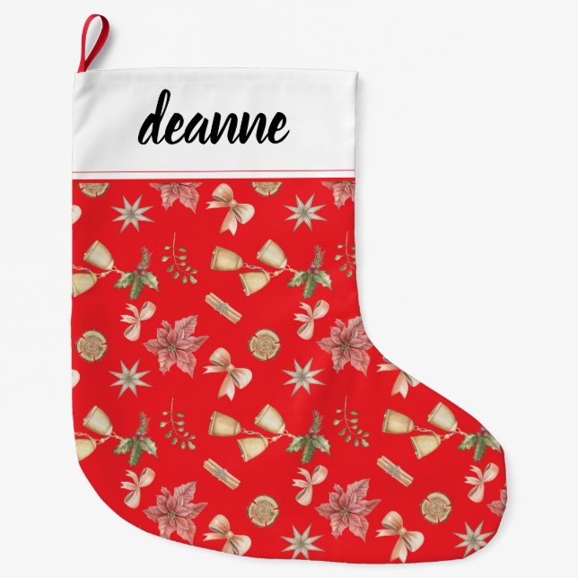 Einfache Elegant Baby's First Christmas Großer Weihnachtsstrumpf (Vorderseite)