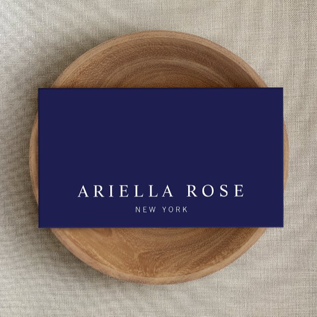 Einfache Elegant Beruflich Navy Blue Visitenkarte (Von Creator hochgeladen)