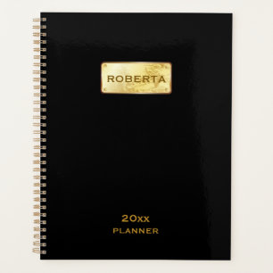 Einfache Elegant Black and Gold 2025 Planer
