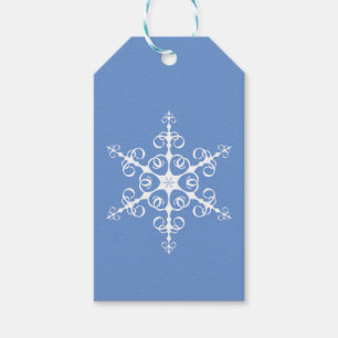 Einfache Elegant Blau und Weiß Schneeflocke Geschenkanhänger