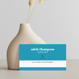 Einfache Elegant Blaue Weiße Scheren Haarstil Terminkarte