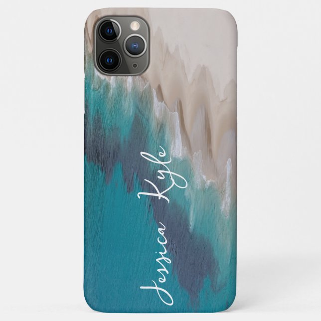 Einfache Elegant Blue Beach Typografy Name Case-Mate iPhone Hülle (Rückseite)