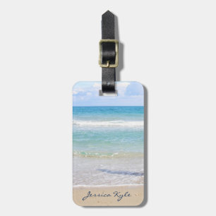 Einfache Elegant Blue Beach Typografy Name Gepäckanhänger