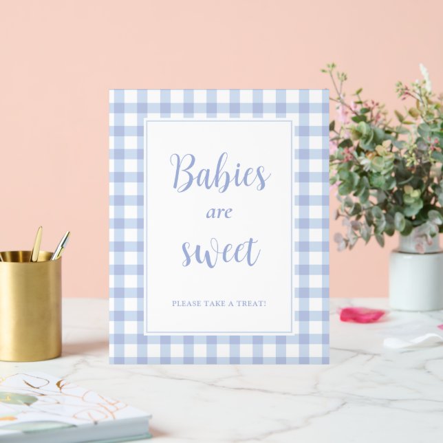 Einfache Elegant Blue Gingham Babies sind süße Lec Acrylschild (Hochzeit)