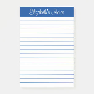 Einfache Elegant Blue Lined Personalisiert Post-it Klebezettel