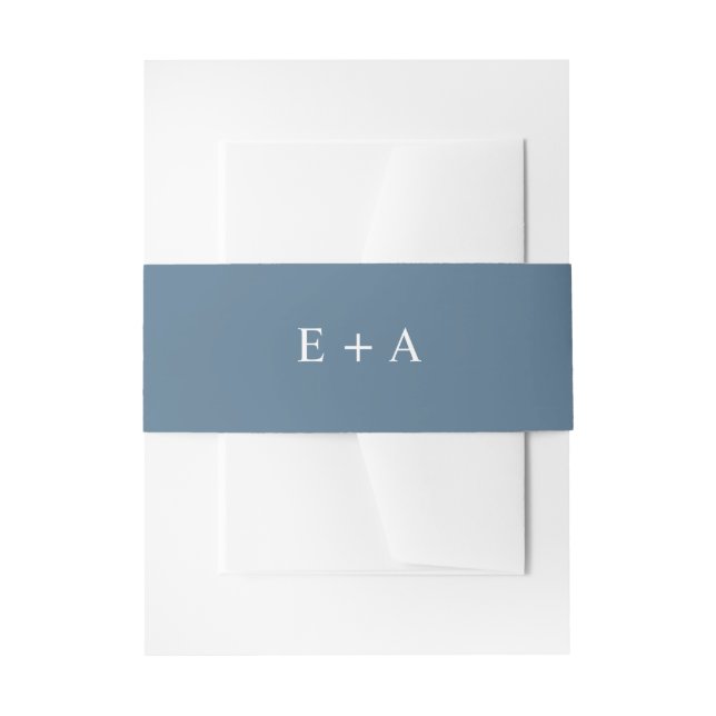 Einfache Elegant Blue Monogram Einladungsbanderole (Vorderseite Beispiel)