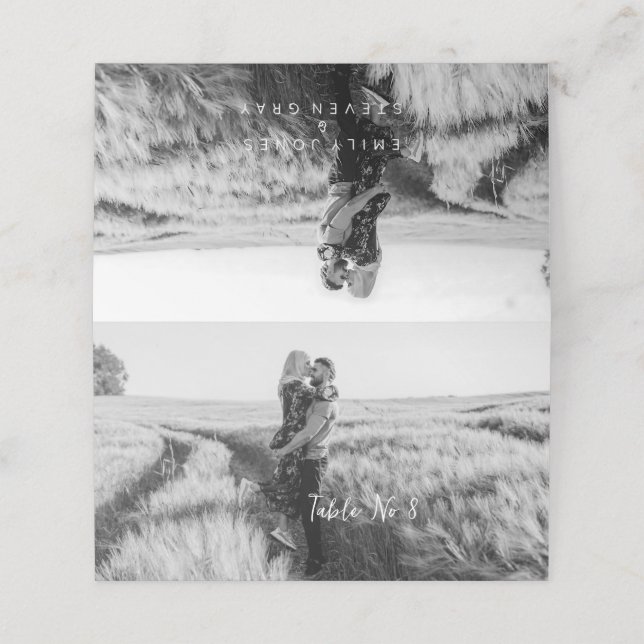 Einfache Elegant Boho Hochzeitstisch Keine Fotokar Platzkarte (Außenseite Aufgefaltet)