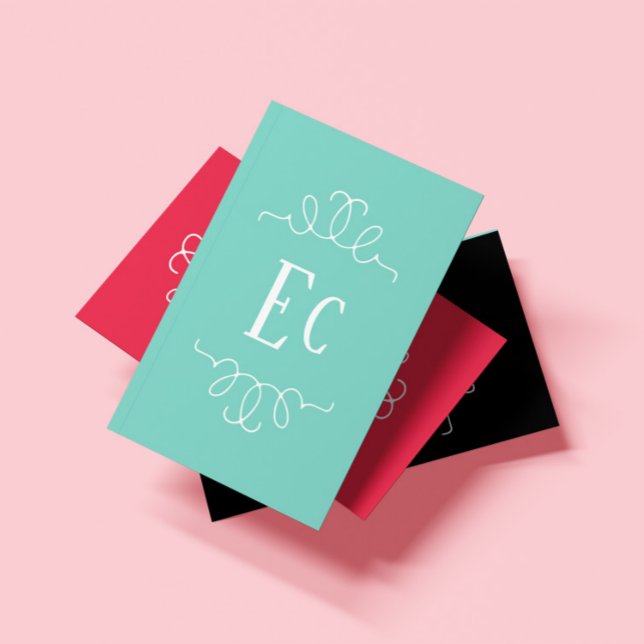 Einfache Elegant Boho White Frame Monogram Green Visitenkarte (Von Creator hochgeladen)