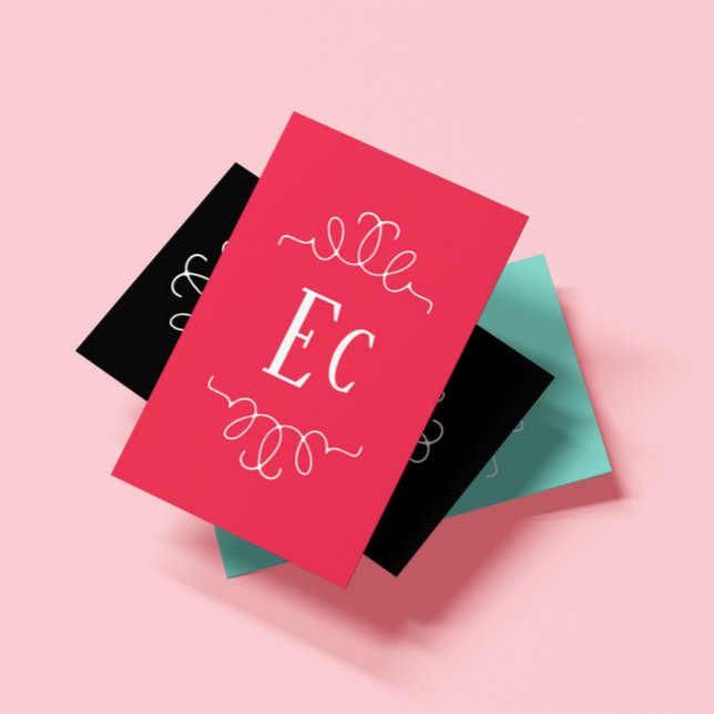 Einfache Elegant Boho White Frame Monogram Red Visitenkarte (Von Creator hochgeladen)