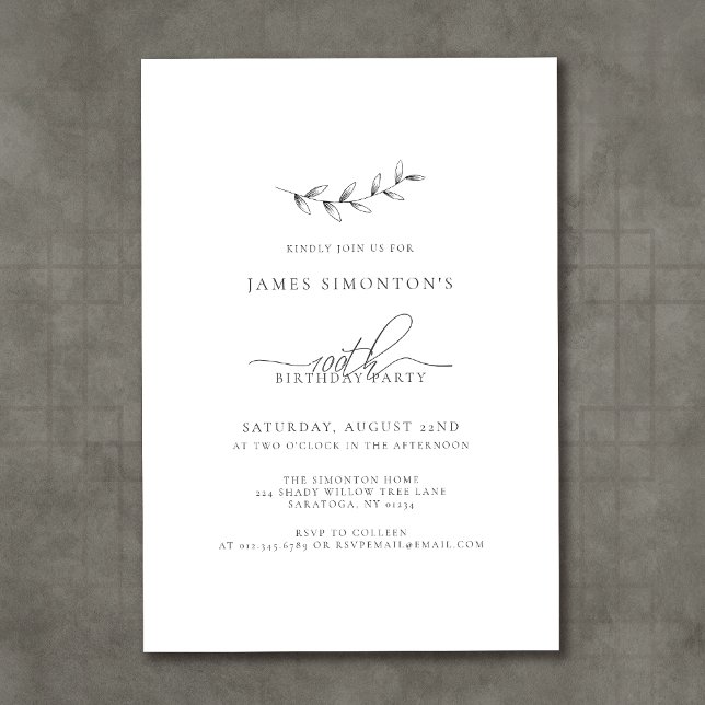 Einfache Elegant Botanisch 100. Geburtstag Einladung (Von Creator hochgeladen)