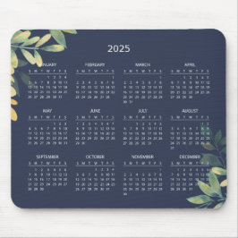 Einfache Elegant Botanischer Kalender 2025 | Mouse Mousepad
