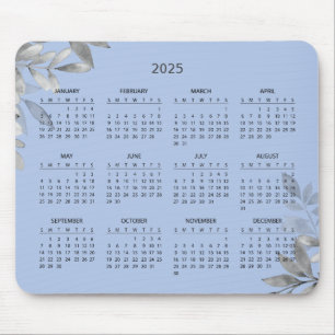 Einfache Elegant Botanischer Kalender 2025   Mouse Mousepad