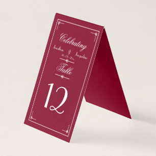 Einfache Elegant Burgundy Red Script Tischnummern