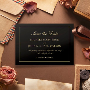 Einfache Elegant Classic Gold Black Save the Date Einladung