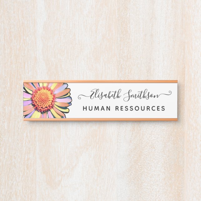 Einfache Elegant Daisy Custom Beruflich Floral Türschild (Vorderseite )