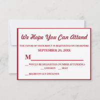 Einfache Elegant Dark Red Wedding RSVP