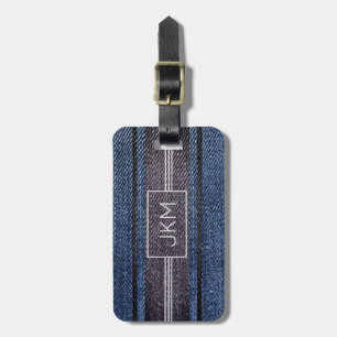Einfache Elegant Denim Traveler Monogramm Name Gepäckanhänger