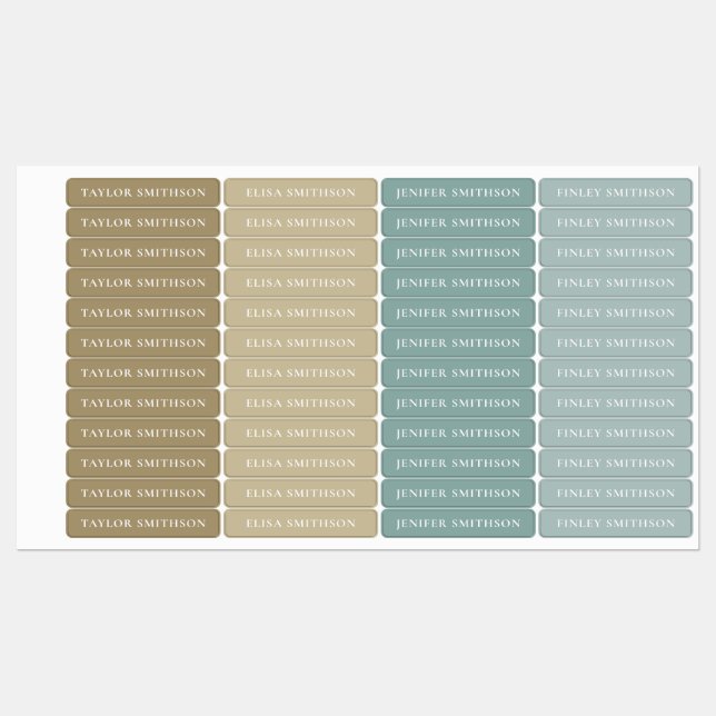 Einfache Elegant Earthy Minimal Ihren Namen Schule Etiketten (Blatt)