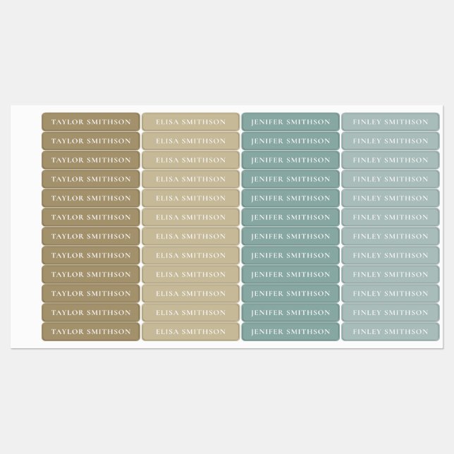 Einfache Elegant Earthy Minimal Ihren Namen Schule Etiketten (Blatt)