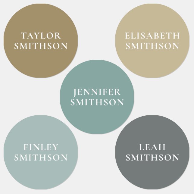 Einfache Elegant Earthy Minimal Ihren Namen Schule Etiketten (Gruppe)