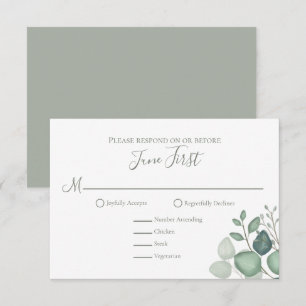 Einfache Elegant Eukalyptus Greenerage Foliage Cla RSVP Karte