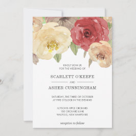 Einfache Elegant Fall Floral Wedding Einladung