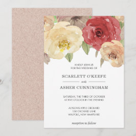 Einfache Elegant Fall Floral Wedding Einladung