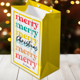 Einfache Elegant farbenfroh rot gelb Frohe Weihnac Mittlere Geschenktüte