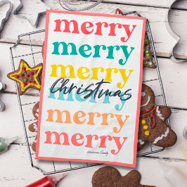 Einfache Elegant farbenfrohe Rot Frohe Weihnachten Geschirrtuch