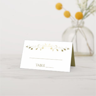 Einfache Elegant Filigree Gold & White Wedding Platzkarte