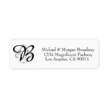 Einfache Elegant Fleur Monogram Address Label