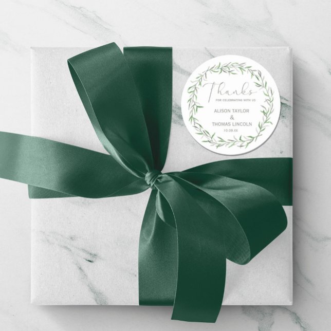 Einfache Elegant floral Sage Green Danke Aufkleber (Simple Elegant Floral Sage Green Thank You Sticker  #thankyousticker #modern)