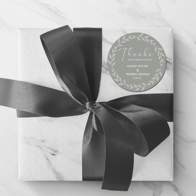 Einfache Elegant floral Sage Green Danke Aufkleber (Simple Elegant Floral Sage Green Thank You Sticker  #thankyousticker #modern)