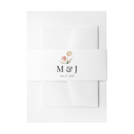 Einfache Elegant Floral Tulip Monogram Wedding Einladungsbanderole