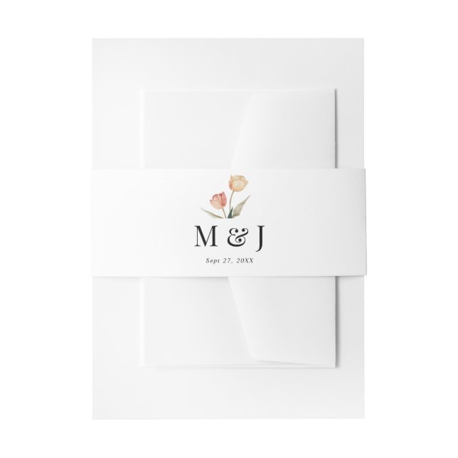 Einfache Elegant Floral Tulip Monogram Wedding Einladungsbanderole (Vorderseite Beispiel)