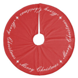 Einfache Elegant Frohe Weihnachten Rot & Weiß Scri Fleece Weihnachtsbaumdecke