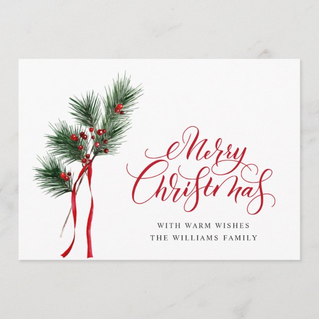 Einfache Elegant Frohe Weihnachtsgrüße Feiertagskarte (Vorderseite)
