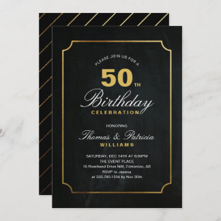 Einfache Elegant Gold 50. Geburtstag Einladung