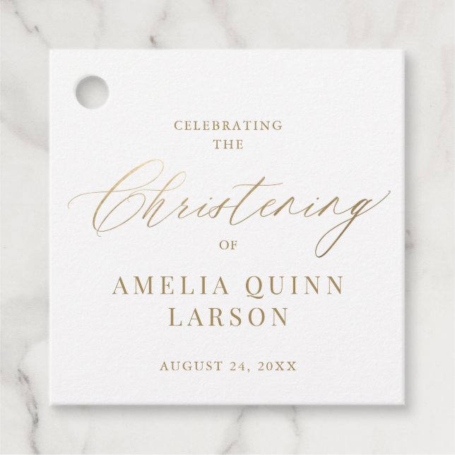 Einfache Elegant Gold Calligraphy Script Christeni Geschenkanhänger (Vorderseite)