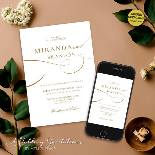 Einfache Elegant-Gold-Script-Hochzeit Einladung