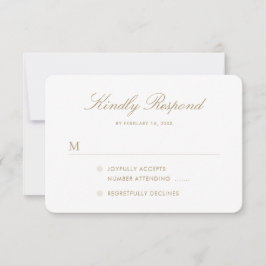 Einfache Elegant-Gold-Script-Hochzeit RSVP Karte