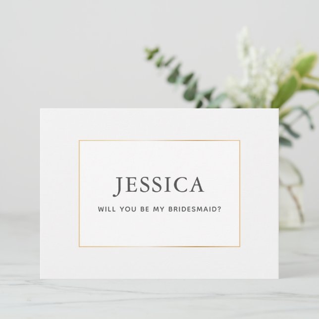 Einfache Elegant Gold Werden Sie meine Bridesmaid- Save The Date (Stehend Vorderseite)