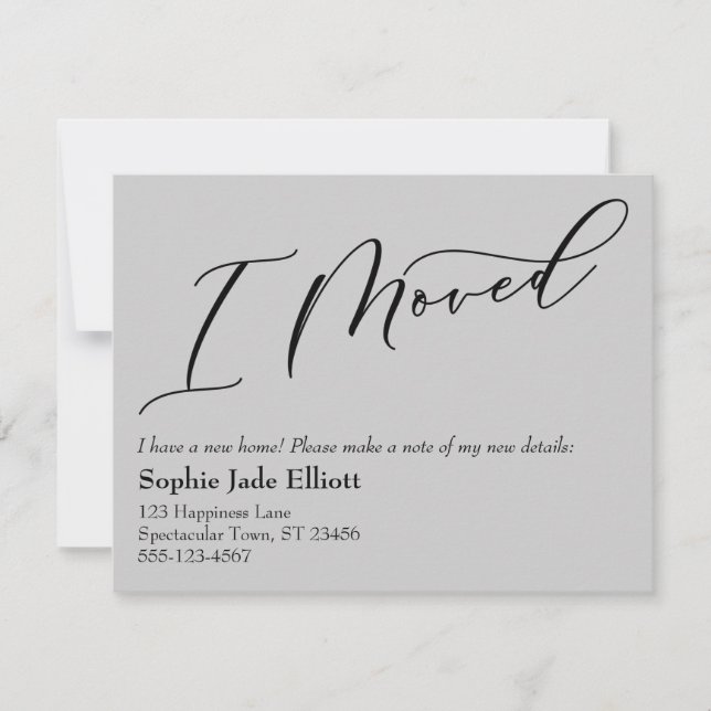 Einfache Elegant Gray I Moved New Address Card Mitteilungskarte (Vorderseite)