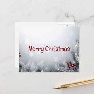 Einfache Elegant Grüne Leaf Dekoration Frohe Weihn Feiertagspostkarte