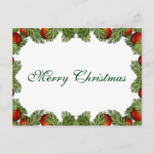 Einfache Elegant Grüne Leaf Dekoration Frohe Weihn Feiertagspostkarte